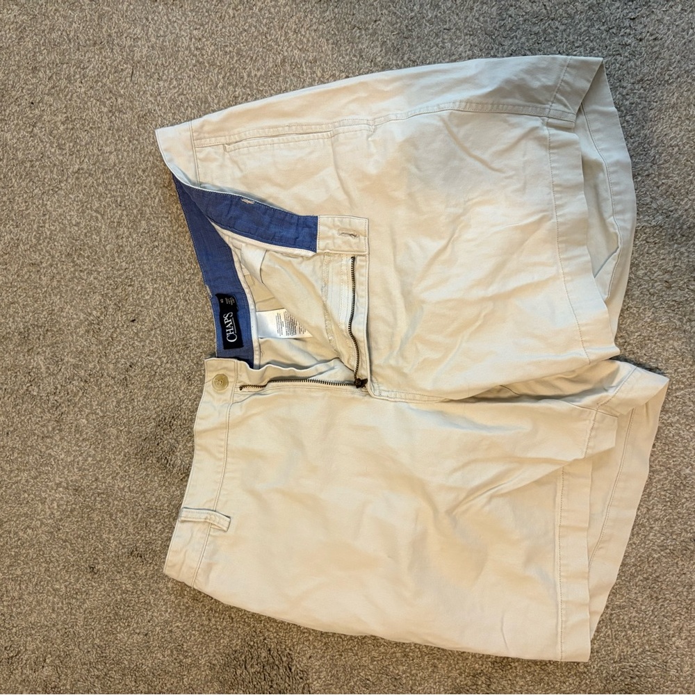 Chaps Cream Chino Pants Flat Front Casual